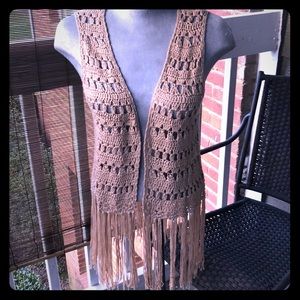 Lady's Crocheted Vest with Fringe Trim